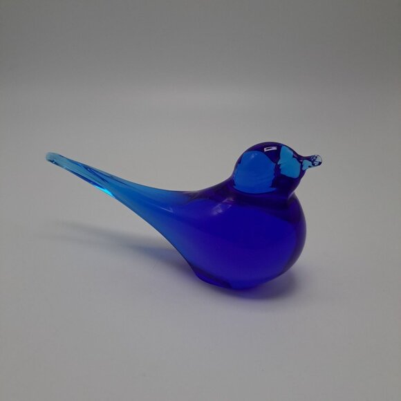 Hand Blown Blue Glass Bird Sculpture Decorative Art Piece Collectible Home Decor - Picture 1 of 12
